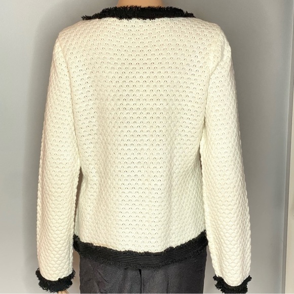 Elegant Black and White Women's cardigan/Sweater Size M w/Tiny Discreet Sparkles - Picture 2 of 16